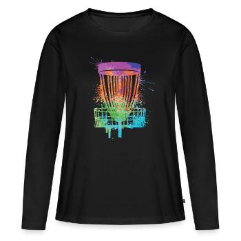 Discgolf Sport Disc Golf Jungen Kinder Discgolfer - Frauen Premium Bio Langarmshirt - Schwarz - Vorne - Julia (174cm)