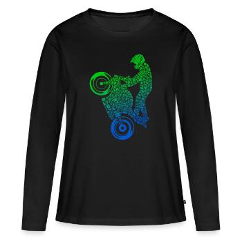 Moto De Course Moto Pilote Garçons Machine De Course - T-shirt manches longues Premium bio Femme - noir - Devant - Julia (174cm)