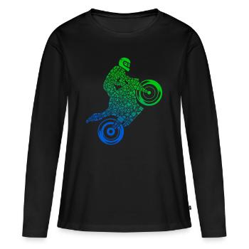 Machine de course Moto Rider Garçons Racing Moto - T-shirt manches longues Premium bio Femme - noir - Devant - Julia (174cm)