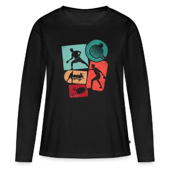 Tischtennisspieler Herren Tischtennis Kinder - Frauen Premium Bio Langarmshirt - Schwarz - Vorne - Julia (174cm)