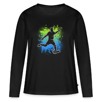Fußball Spieler Kinder Fußballer Jungen Fussball - Frauen Premium Bio Langarmshirt - Schwarz - Vorne - Julia (174cm)