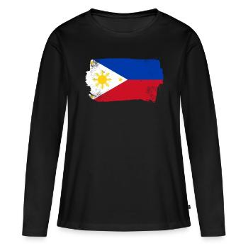 Philippines - T-shirt manches longues Premium bio Femme - noir - Devant - Julia (174cm)