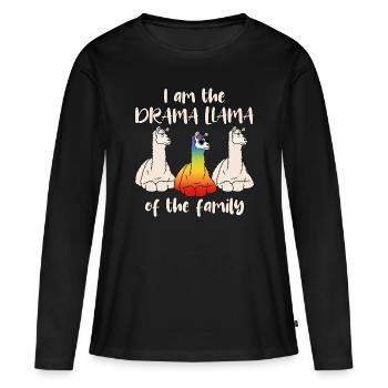 Drame lama arc-en-drame lama de la famille - T-shirt manches longues Premium bio Femme - noir - Devant - Julia (174cm)