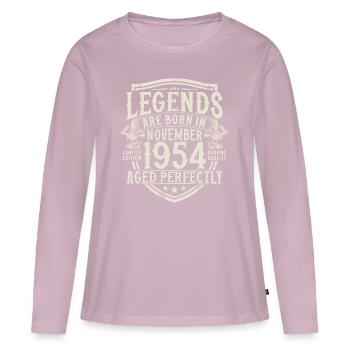 Novembre 1954 Vintage Retro Anniversaire - T-shirt manches longues Premium bio Femme - rose poudré - Devant - Julia (174cm)