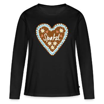 Spatzl - Lebkuchenherz - Frauen Premium Bio Langarmshirt - Schwarz - Vorne - Julia (174cm)