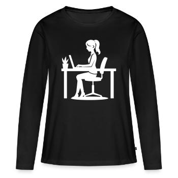 Travailleur Femme Ordinateur Job - T-shirt manches longues Premium bio Femme - noir - Devant - Julia (174cm)