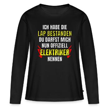 Elektriker Lehrabschlussprüfung LAP bestanden - Frauen Premium Bio Langarmshirt - Schwarz - Vorne - Julia (174cm)