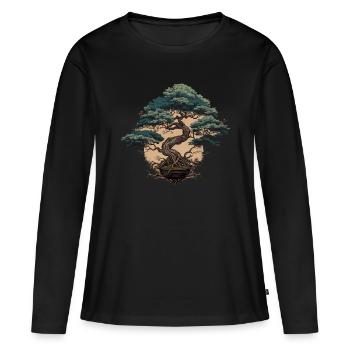Énigme du bonsaï - T-shirt manches longues Premium bio Femme - noir - Devant - Julia (174cm)