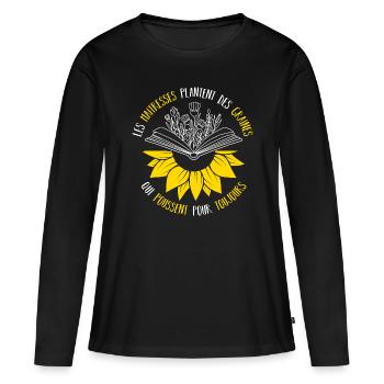 Les maîtresses plantent des graines cadeau - T-shirt manches longues Premium bio Femme - noir - Devant - Julia (174cm)