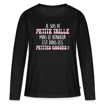 Petite Taille Humour Petite Femme - T-shirt manches longues Premium bio Femme - noir - Devant - Julia (174cm)