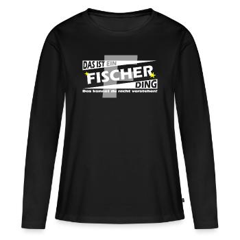 Fischer Ding - Frauen Premium Bio Langarmshirt - Schwarz - Vorne - Julia (174cm)