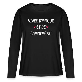 Vivre d'amour de - T-shirt manches longues Premium bio Femme - noir - Devant - Julia (174cm)
