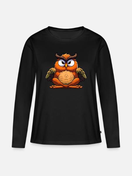 Yogi Eule - Frauen Premium Bio Langarmshirt - Schwarz