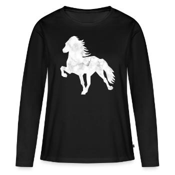 Islandpferd Marmor white - Frauen Premium Bio Langarmshirt - Schwarz - Vorne - Julia (174cm)
