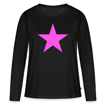 Star pink, pink star - Women's Premium Organic Long Sleeve Shirt - black - Front - Julia (174cm)