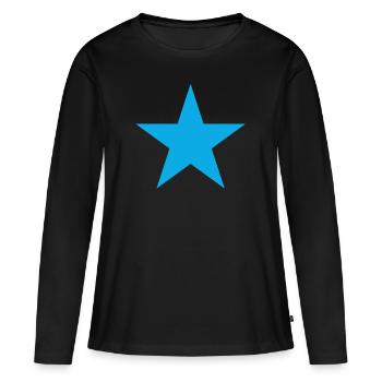 bleu étoile blue star bleu - T-shirt manches longues Premium bio Femme - noir - Devant - Julia (174cm)