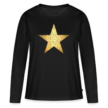 étoile or or étoile rétro used look - T-shirt manches longues Premium bio Femme - noir - Devant - Julia (174cm)