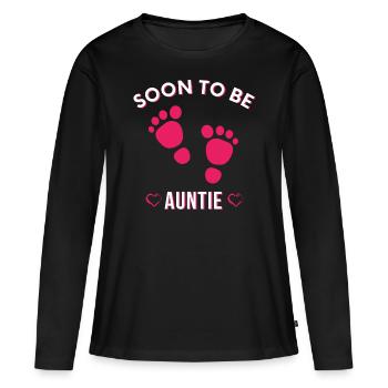 Bientôt tante, tante mignonne, nouvelle tante, drôle de tante - T-shirt manches longues Premium bio Femme - noir - Devant - Julia (174cm)