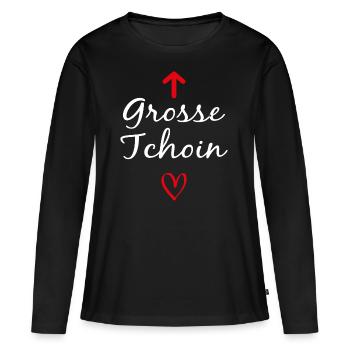 grosse tchoin <3 cœur cœur - T-shirt manches longues Premium bio Femme - noir - Devant - Julia (174cm)