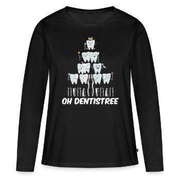 Oh Dentistree Sweet Tooth Arbre de Noël - T-shirt manches longues Premium bio Femme - noir - Devant - Julia (174cm)