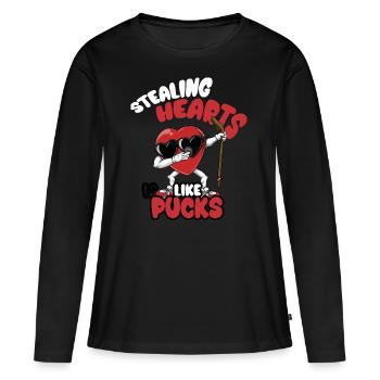 Stealing hearts like Pucks Funny Kids Boys - Women's Premium Organic Long Sleeve Shirt - black - Front - Julia (174cm)