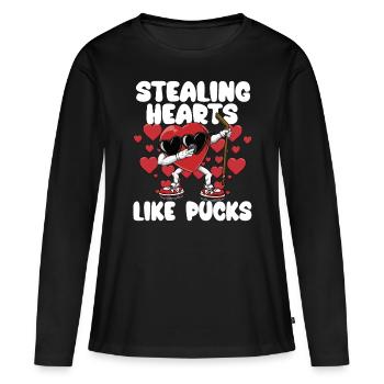 Steal hearts like pucks funny kids boys - Women's Premium Organic Long Sleeve Shirt - black - Front - Julia (174cm)