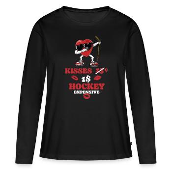 Dabbing heart with ice hockey funniers - Women's Premium Organic Long Sleeve Shirt - black - Front - Julia (174cm)