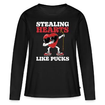 Stealing hearts like Pucks Funny Kids Boys - Women's Premium Organic Long Sleeve Shirt - black - Front - Julia (174cm)