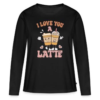 Je t’aime rétro Valentines - T-shirt manches longues Premium bio Femme - noir - Devant - Julia (174cm)