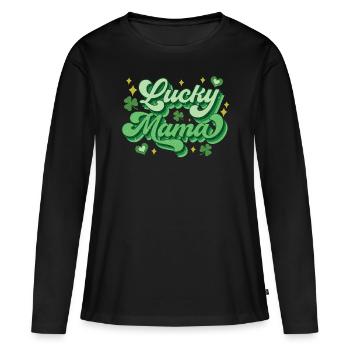 St. Patrick's Day Happy Mom - Women's Premium Organic Long Sleeve Shirt - black - Front - Julia (174cm)