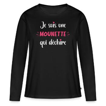 Super Mounette - T-shirt manches longues Premium bio Femme - noir - Devant - Julia (174cm)