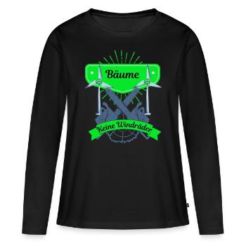Bäume und keine Windräder - Frauen Premium Bio Langarmshirt - Schwarz - Vorne - Julia (174cm)