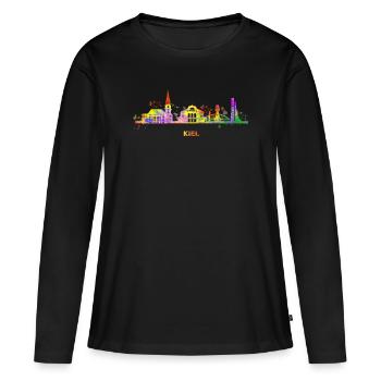 Kiel Skyline Paysage urbain coloré Kiel - T-shirt manches longues Premium bio Femme - noir - Devant - Julia (174cm)
