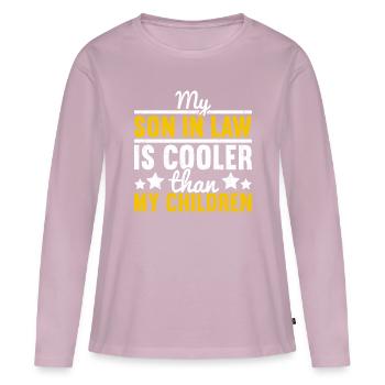 beau-fils - T-shirt manches longues Premium bio Femme - rose poudré - Devant - Julia (174cm)