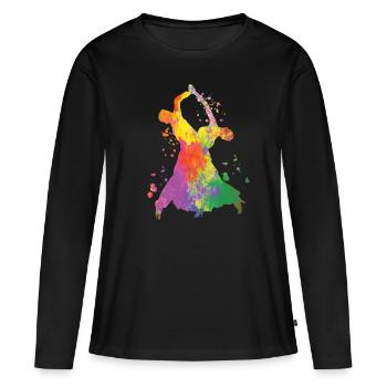 Danse de salon Slow Fox Quickstep - T-shirt manches longues Premium bio Femme - noir - Devant - Julia (174cm)
