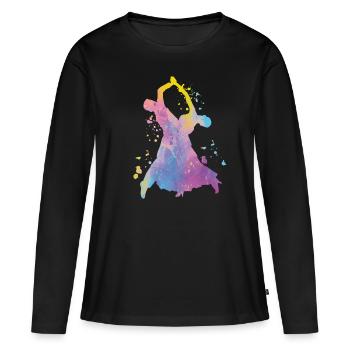Valse viennoise Danses de salon - T-shirt manches longues Premium bio Femme - noir - Devant - Julia (174cm)