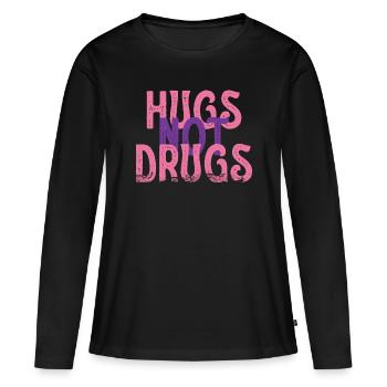 Des câlins au lieu de drogues - T-shirt manches longues Premium bio Femme - noir - Devant - Julia (174cm)