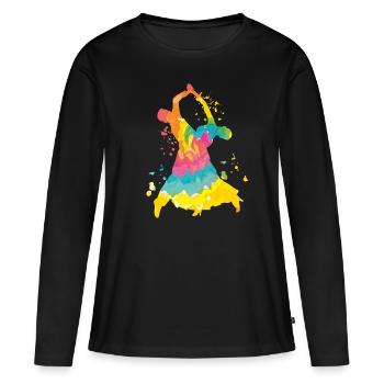Danses de salon Tango Slow Fox - T-shirt manches longues Premium bio Femme - noir - Devant - Julia (174cm)