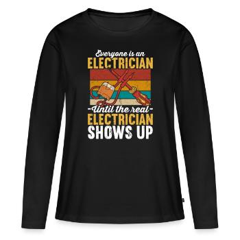 Électriciens électriciens - T-shirt manches longues Premium bio Femme - noir - Devant - Julia (174cm)