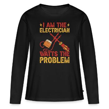 Électriciens électriciens - T-shirt manches longues Premium bio Femme - noir - Devant - Julia (174cm)