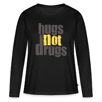 Des câlins au lieu de drogues - T-shirt manches longues Premium bio Femme - noir - Devant - Julia (174cm)