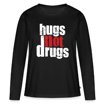 Des câlins au lieu de drogues - T-shirt manches longues Premium bio Femme - noir - Devant - Julia (174cm)
