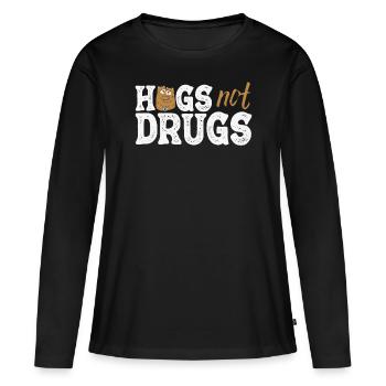 Des câlins au lieu de drogues - T-shirt manches longues Premium bio Femme - noir - Devant - Julia (174cm)
