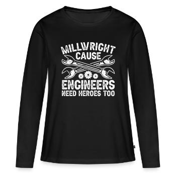 Mécanicien de chantier Mécaniciens de chantier - T-shirt manches longues Premium bio Femme - noir - Devant - Julia (174cm)
