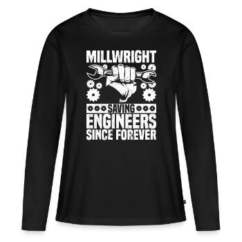 Mécanicien de chantier Mécaniciens de chantier - T-shirt manches longues Premium bio Femme - noir - Devant - Julia (174cm)