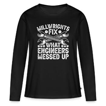 Mécanicien de chantier Mécaniciens de chantier - T-shirt manches longues Premium bio Femme - noir - Devant - Julia (174cm)
