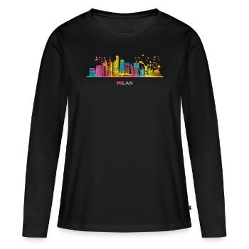 Milan skyline cityscape Milan - Women's Premium Organic Long Sleeve Shirt - black - Front - Julia (174cm)
