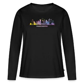 Manchester Skyline Manchester - T-shirt manches longues Premium bio Femme - noir - Devant - Julia (174cm)