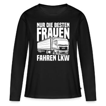 LKW Fahrer Lkw-Fahrer - Frauen Premium Bio Langarmshirt - Schwarz - Vorne - Julia (174cm)