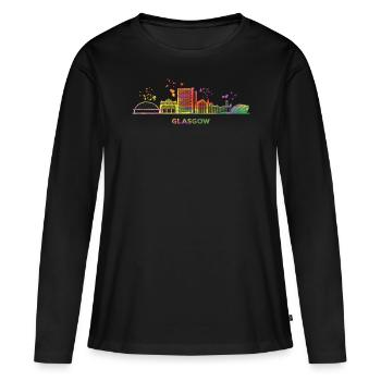 Glasgow Skyline Cityscape Glasgow - T-shirt manches longues Premium bio Femme - noir - Devant - Julia (174cm)